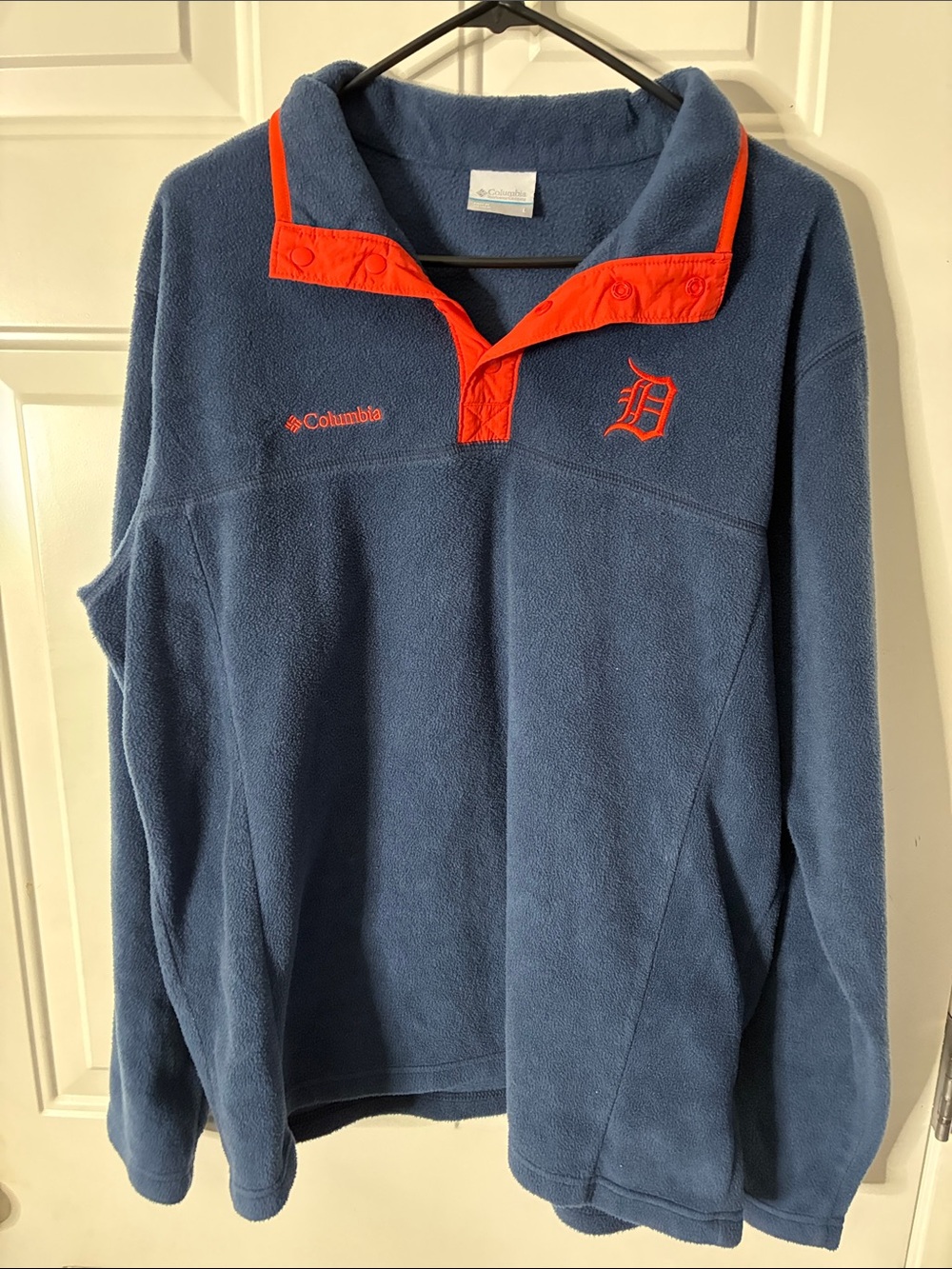 Columbia Men’s Blue Fleece Zip Pullover with Orange Trim